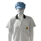 Koszulki ESD Białe 7 mm pasy 99% poliester + 1% przewodzące jedwabne dzianie Koszulki antystatyczne POLO
