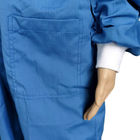 ESD Dustproof Gown Spandex Cuff Dust Free Polyester Lint Free Smock For Laboratory Cleanroom