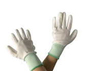 Białe rękawice antystatyczne z powłoką z poliuretanu, bezszwowe rękawice poliestrowe