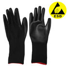 Wydłużone rękawice antystatyczne Poliester Czarny ESD PU Palm Coated