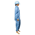 Niebieski, 5-milimetrowy, niestrzępiący się poliestrowy kombinezon ESD do przemysłowej odzieży roboczej