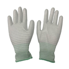Cleanroom Poliester Carbon Fibre ESD Antystatyczne rękawice powlekane PU Przemysłowe