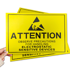 Uwaga Obszar kontroli statycznej Znak ESD Rozmiar 20x30 cm Żółty prostokąt dla EPA