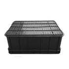 Czarne pudełko z PP o wymiarach 600x400x230mm do pomieszczeń czystych, antystatyczne ESD