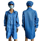 Unisex niebieska siatka 2,5 mm ESD Lab Coats Smocks Pyłoszczelna z czapką w tym samym kolorze