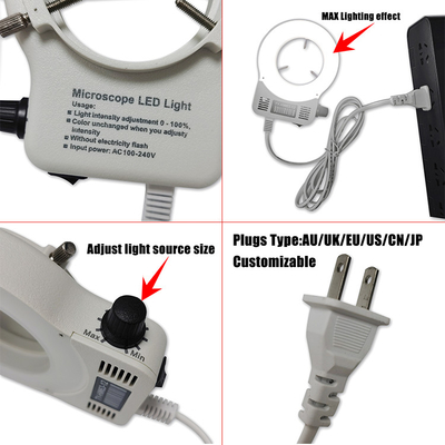 Lampa pierścieniowa LED z białym kółkiem do bezpiecznych narzędzi mikroskopu ESD