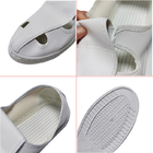 Białe, bezpyłowe, zmywalne buty ochronne ESD z antypoślizgową podeszwą z PVC