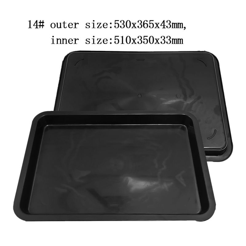 530x365x43mm ESD Antystatyczne Targi kwadratowe Czarne Plastykowe prostokątne płytkie Targi ESD Elektroniczny okrąg